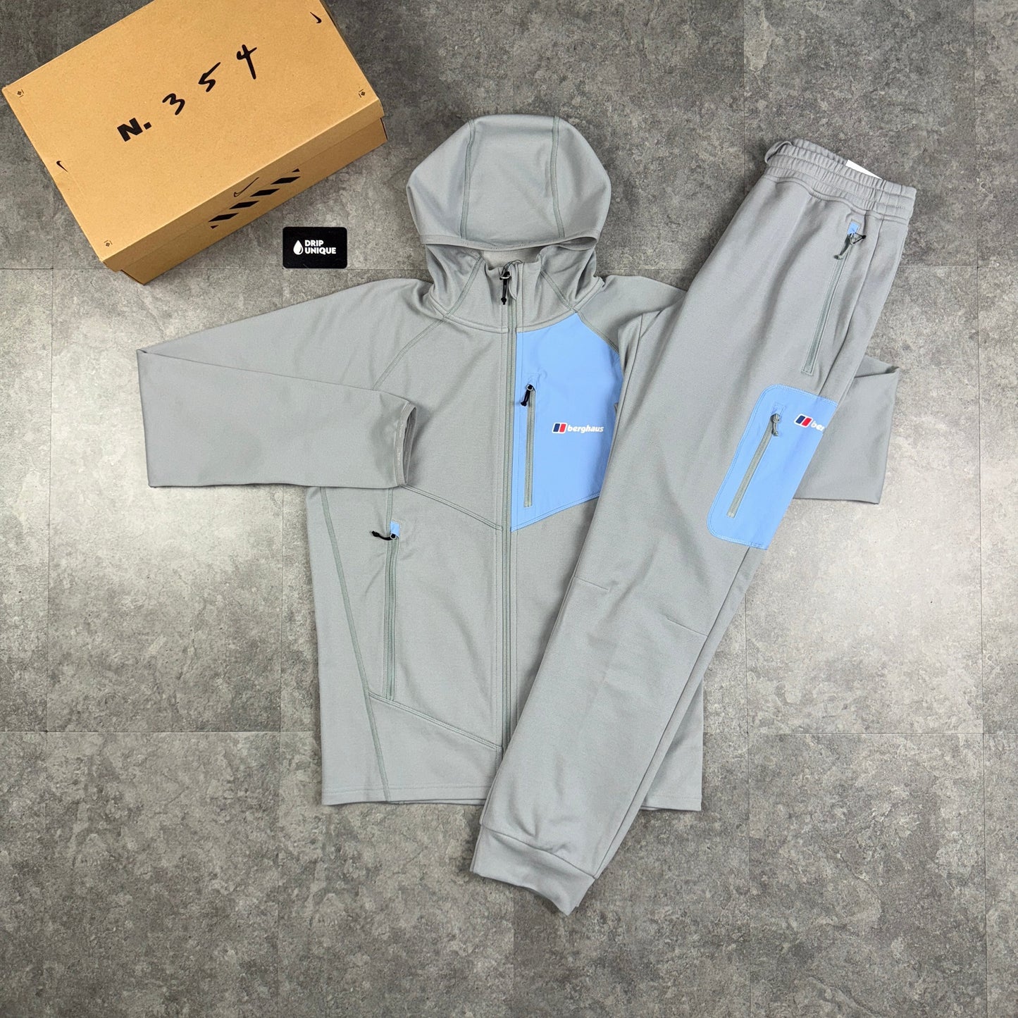 Berghaus Pavey Jacket Grey / Blue & Grey / Blue Pavey Pants Set