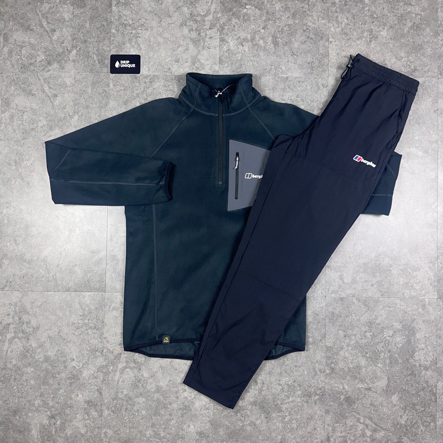 Berghaus Tathwell Fleece 1/4 Zip Black & Black Theran Plus Pants Set