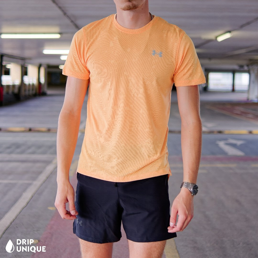 Under Armour Splash T-Shirt Orange & Launch Speedpocket Shorts Set