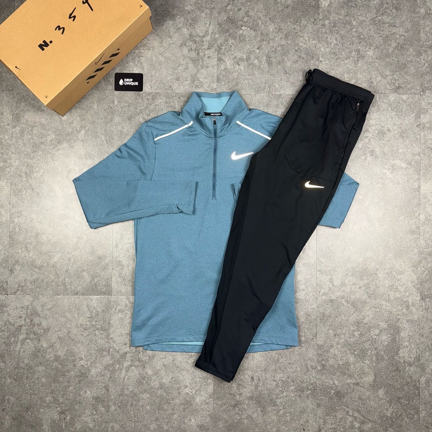Nike Element 3.0 1/4 Zip Top Washed Blue