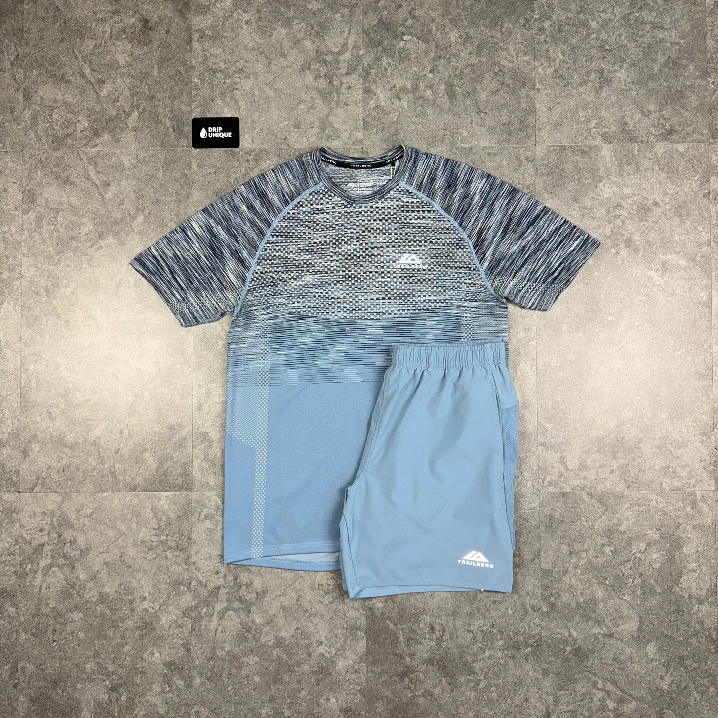 Trailberg Seamless T-Shirt Ombre Blue & Ombre Blue Essential 2.0 Shorts Set