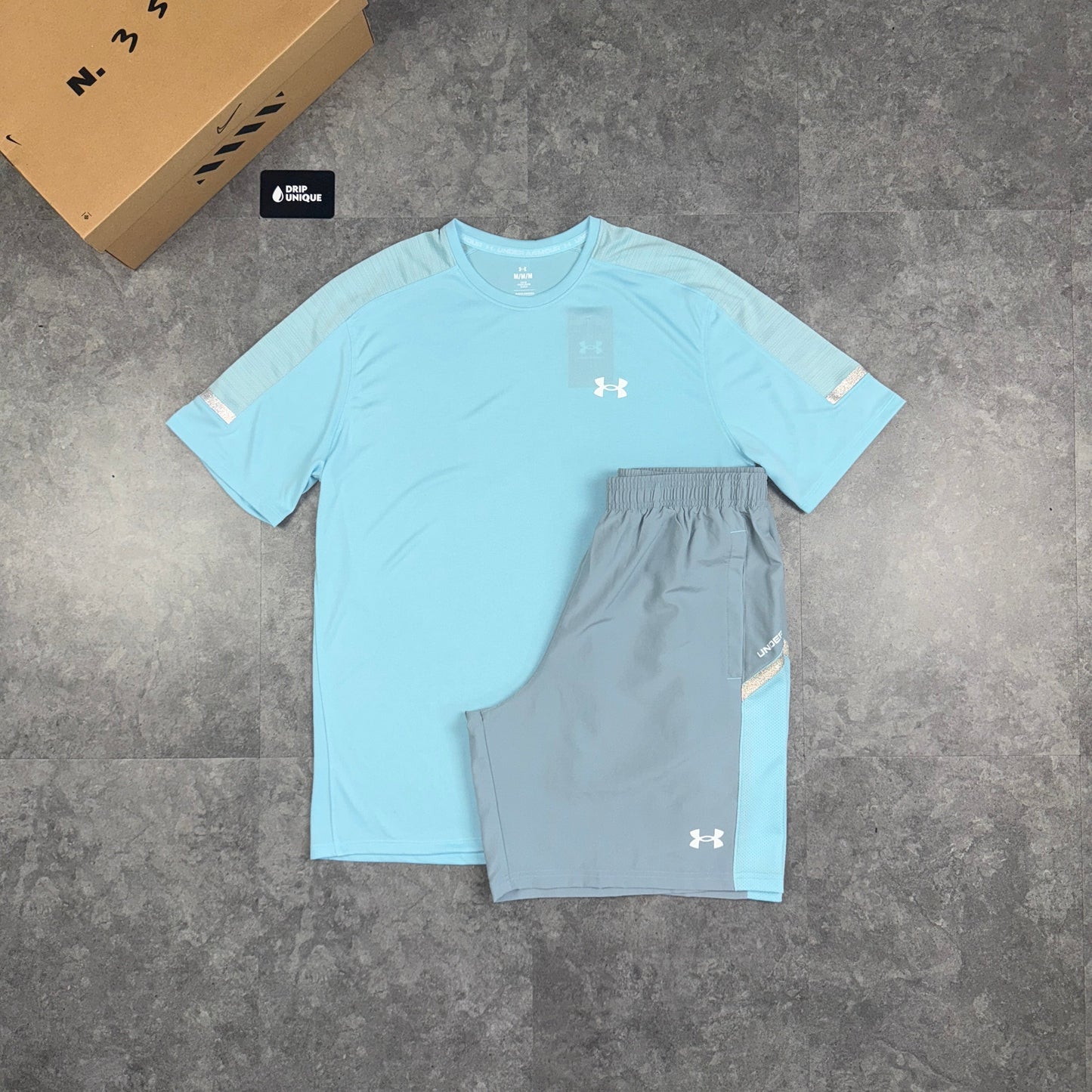 Under Armour Tech Utility T-Shirt Baby Blue & Blue Tech Utility Shorts Set