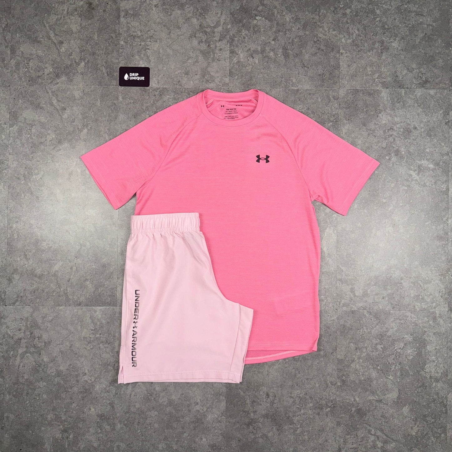 Under Armour Woven T-Shirt Pink & Pink Woven Shorts Set