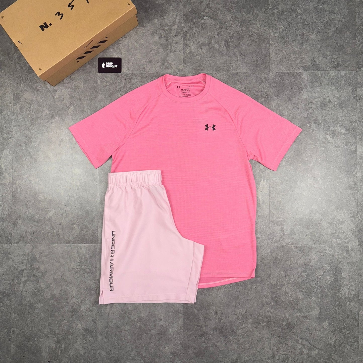 Under Armour Woven T-Shirt Pink & Pink Woven Shorts Set