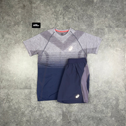 Asics Seamless Performance T-Shirt Lavender & Lavender Icon Shorts Set