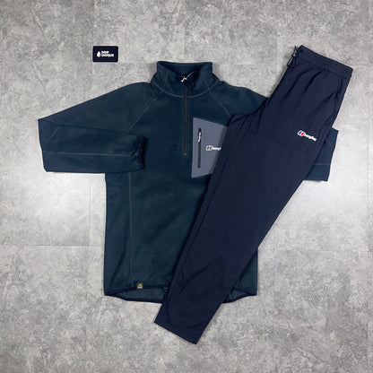 Berghaus Tathwell Fleece 1/4 Zip Black & Black Theran Plus Pants Set