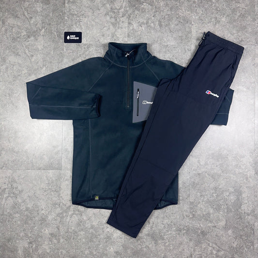 Berghaus Tathwell Fleece 1/4 Zip Black & Black Theran Plus Pants Set