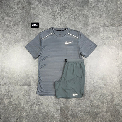 Nike Miler T-Shirt Grey & Grey Flex Stride Shorts Set