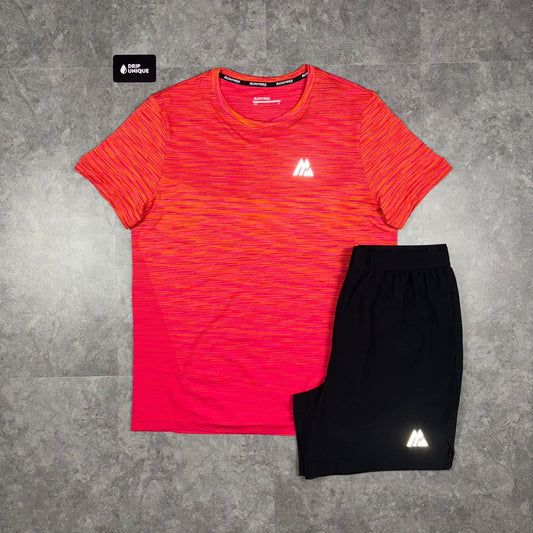 Montirex Seamless T-Shirt Orange / Hot Pink & Black Fly 2.0 Shorts Set