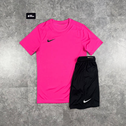 Nike Dri-Fit T-Shirt Hot Pink & Black Dri-Fit Shorts Set
