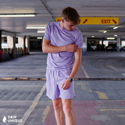 Nike Miler T-Shirt Lavender & Lavender Challenger Shorts Set
