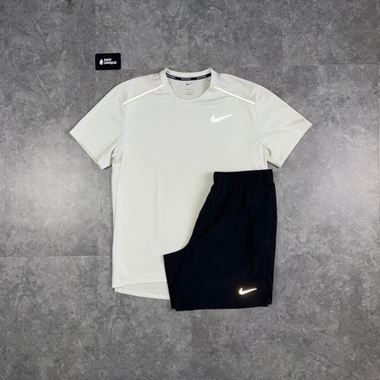 Nike Miler T-Shirt Light Bone & Black Challenger Shorts Set