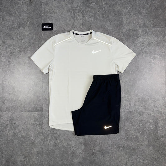 Nike Miler T-Shirt Light Bone & Black Challenger Shorts Set