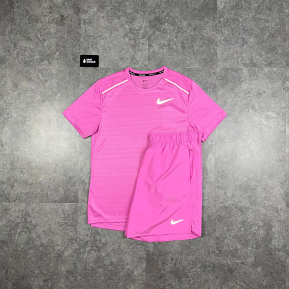 Nike Miler T-Shirt Playful Pink & Playful Pink Challenger Shorts Set