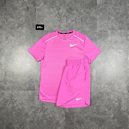 Nike Miler T-Shirt Playful Pink & Playful Pink Challenger Shorts Set