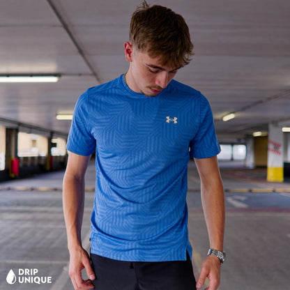 Under Armour Geo Tessa Vent T-Shirt Blue & Launch Speedpocket Shorts Set